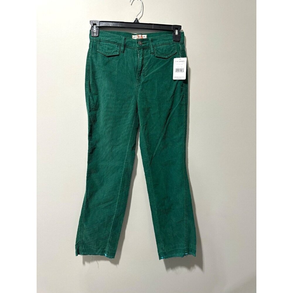NWT Free People Womens Corduroy Pants 26 Green